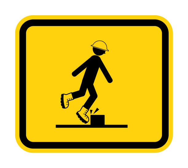 小心白色背景下的踏步标志图片下载