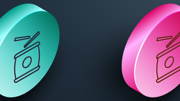 等距线中文鼓图标孤立在黑色上图片下载