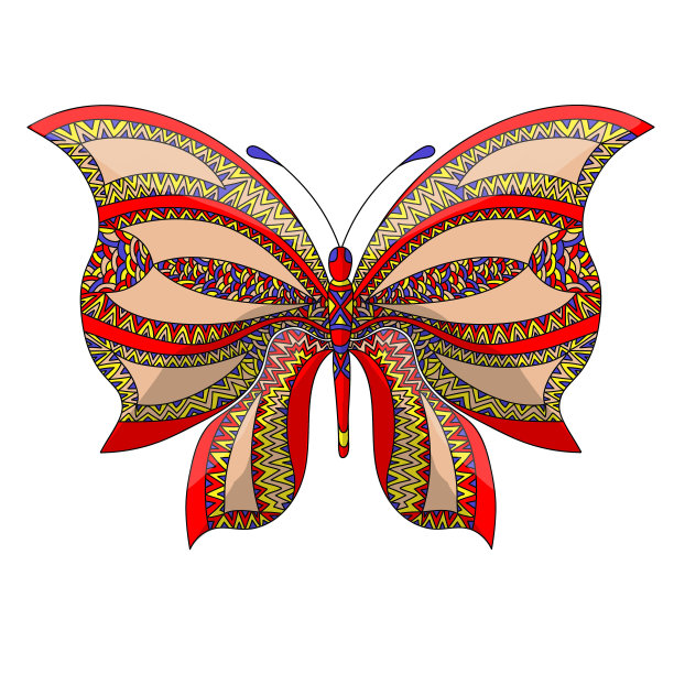 蝴蝶。彩色页面为成年人抗压力的风格。图片下载