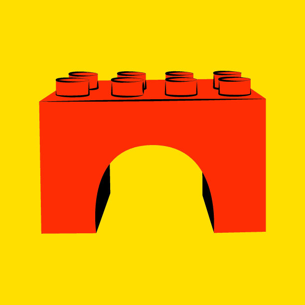 红色玩具砖块透视。复古几何插图的建筑游戏。儿童商店的创意元素。矢量平面插图图标。图片下载