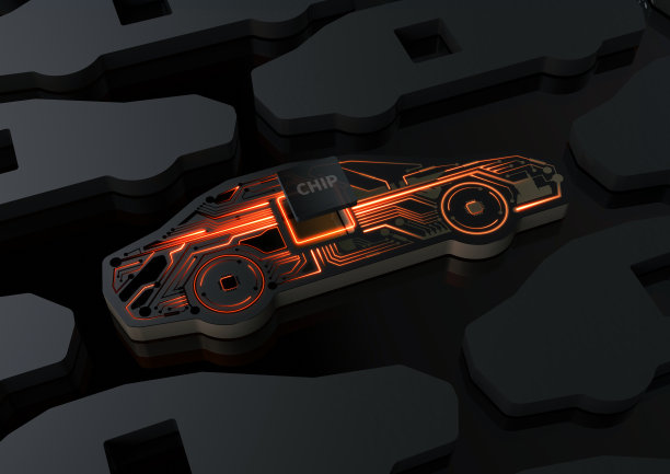 自动驾驶技术与汽车半导体芯片短缺概念3D图形图片下载