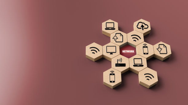 六边形的消息网络在一个网络样的秩序-三维插图图片下载