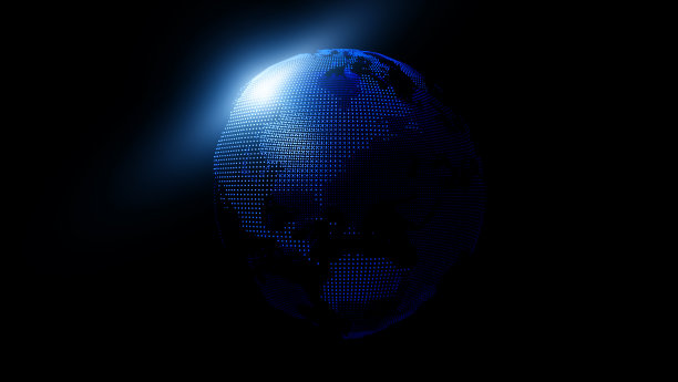 全球网络连接世界地图点全球商业概念。，3D模型和插图。图片下载