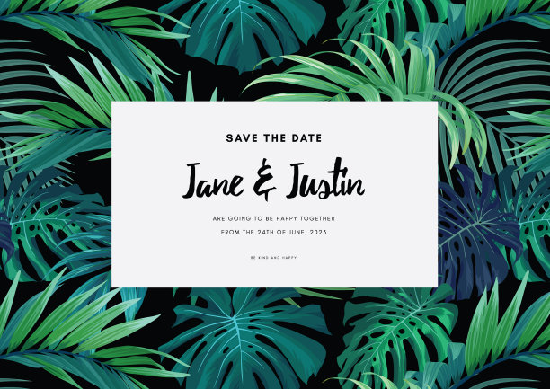 深色夏威夷花设计与怪物棕榈图片下载