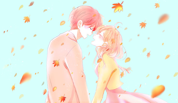 幸福的男人和女人在秋天图片下载