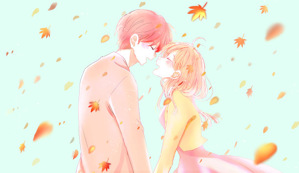 幸福的男人和女人在秋天图片下载