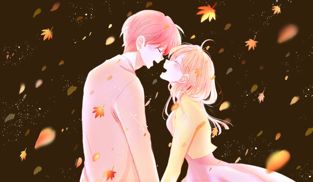 幸福的男人和女人在秋天图片下载