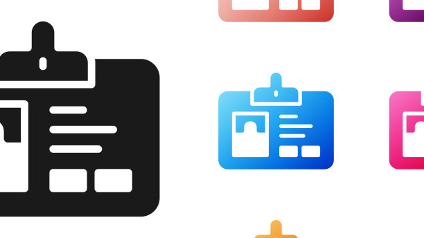 黑色识别徽章图标孤立在白色图片下载