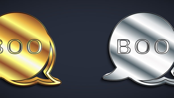 金银嘘声中气泡图标孤立了起来图片下载