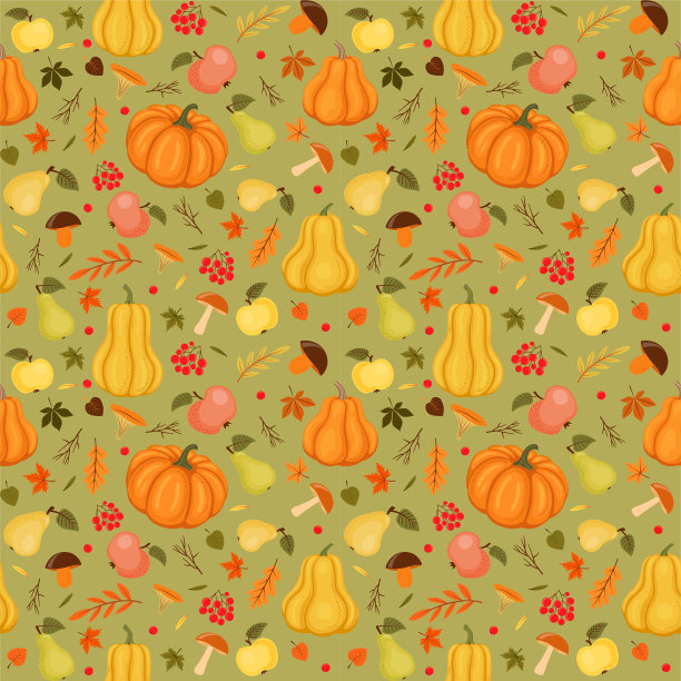 秋天无缝模式素材图片