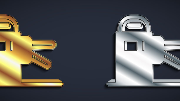 金色和银色的转门图标孤立在黑色图片下载