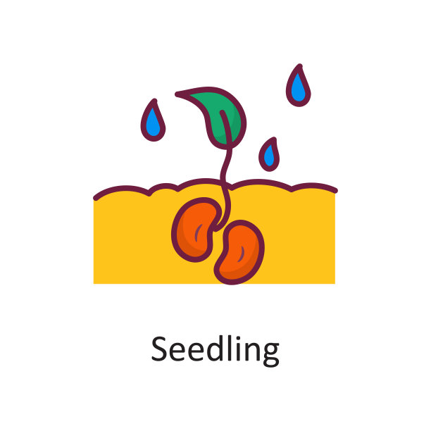 幼苗矢量填充轮廓图标设计插图。自然符号在白色背景EPS 10文件图片下载
