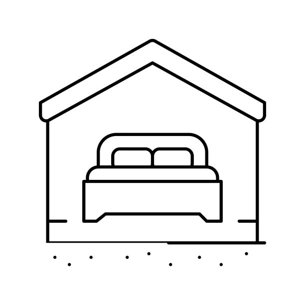 卧室房产家居线条图标矢量图图片下载