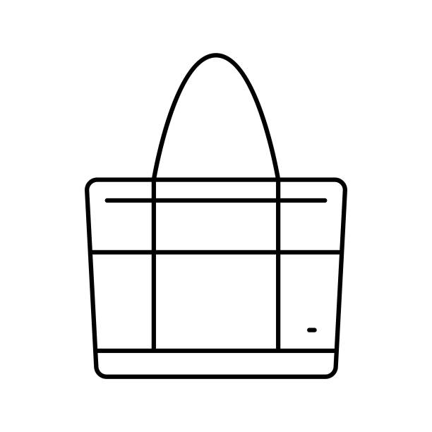 手提袋女人线图标矢量插图图片下载