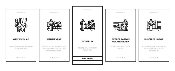 花园景观草坪景观图标设置矢量图片下载