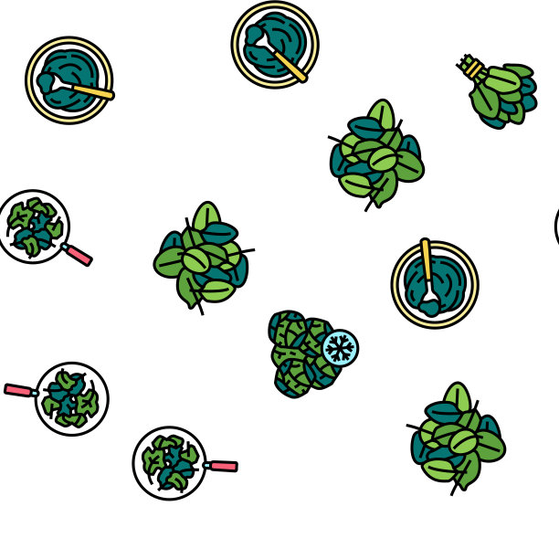 菠菜健康饮食成分矢量无缝模式图片下载