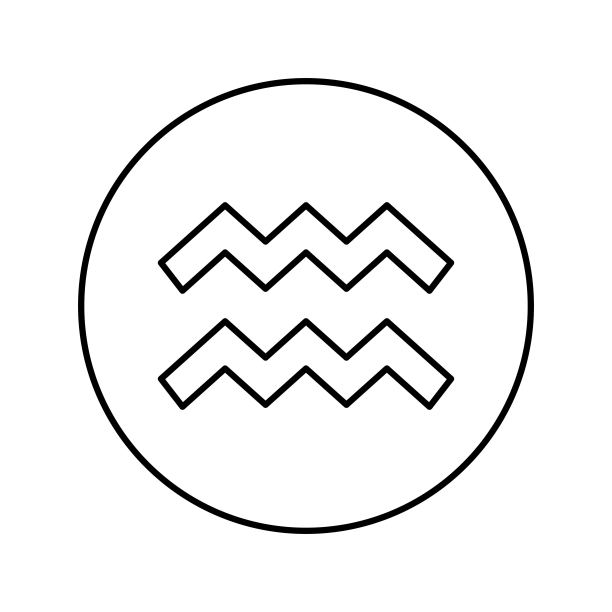 水瓶座星座线性图标矢量图图片下载