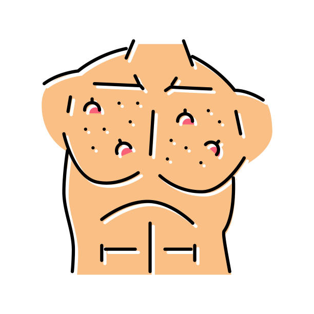 胸部内生的头发颜色图标矢量插图图片下载