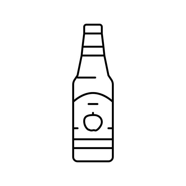 苹果酒苹果水果线条图标矢量图图片下载