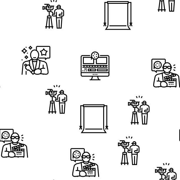 视频制作矢量无缝模式的电影工作室图片下载