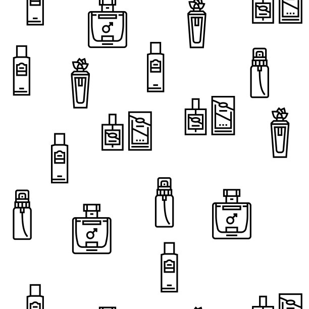 香氛瓶香水化妆品矢量无缝图案图片下载