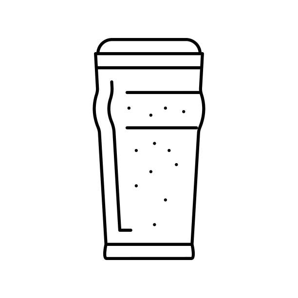 品脱啤酒饮料线图标矢量插图图片下载
