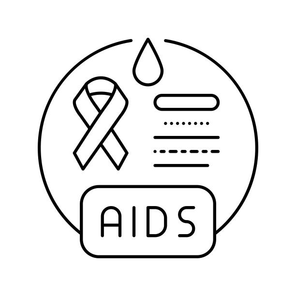 艾滋病健康医疗线性图标矢量图图片下载
