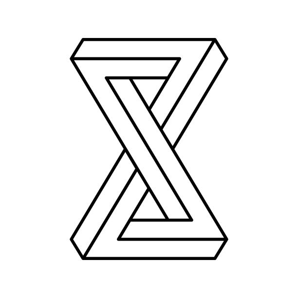 对象不可能几何形状线条图标矢量插图图片下载