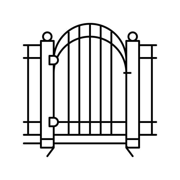 栅栏线图标矢量插图图片下载