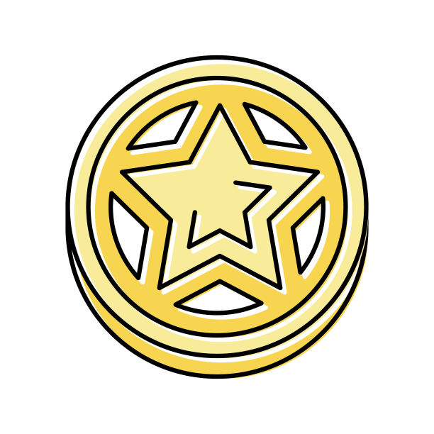 金色星星游戏奖励彩色图标矢量图图片下载