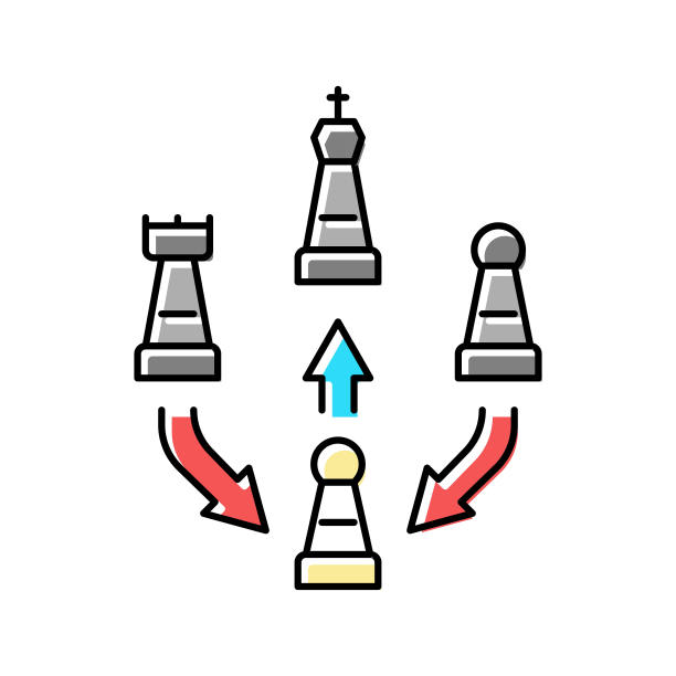 策略棋彩色图标矢量插图图片下载