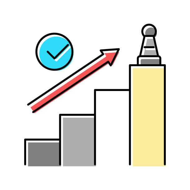 成功游戏和商业成就彩色图标矢量插图图片下载
