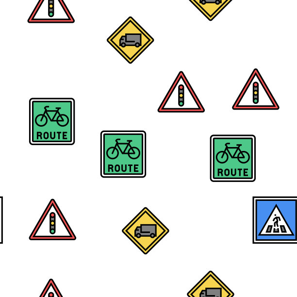 交通标志道路信息矢量无缝格局图片下载