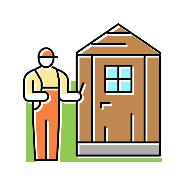 棚安装修复彩色图标矢量插图图片下载