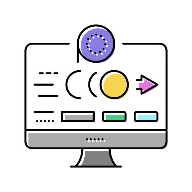 运动图形视频制作电影彩色图标矢量插图图片下载