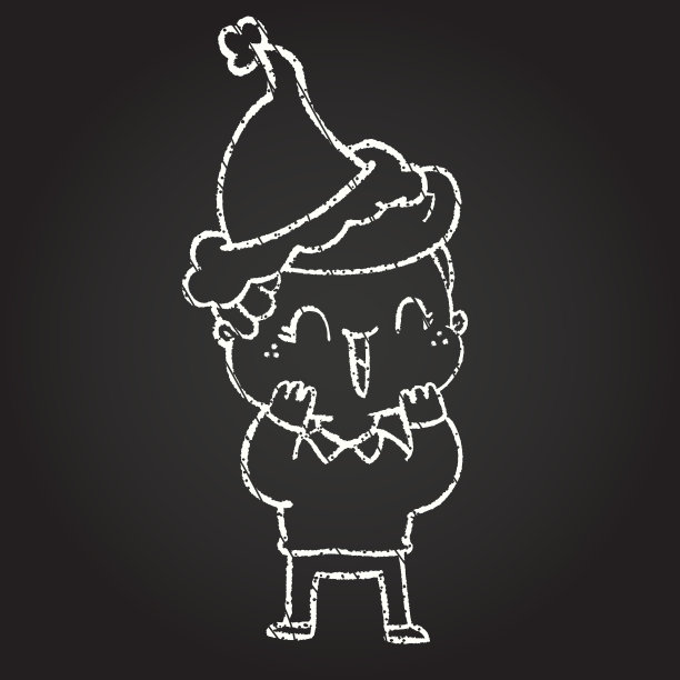 圣诞男孩粉笔画图片下载