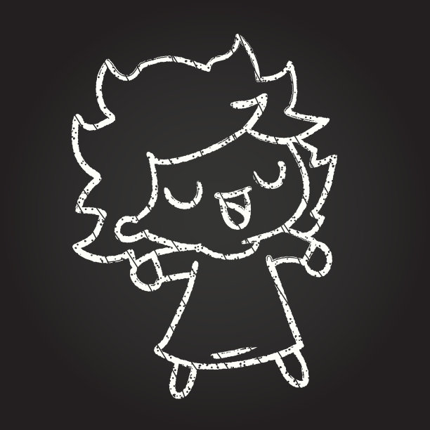 快乐女孩粉笔画图片下载