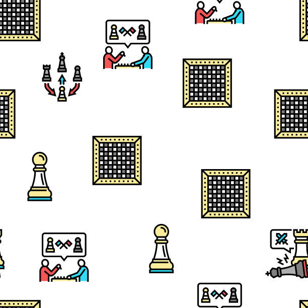 国际象棋机智策略游戏图形矢量无缝图案图片下载
