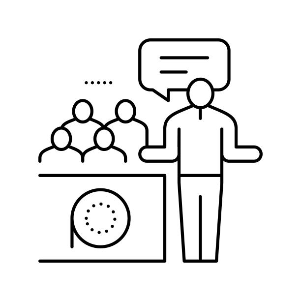 选角采访视频电影线图标矢量插图图片下载