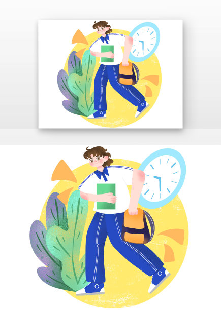 扁平人物学生奔跑图片下载