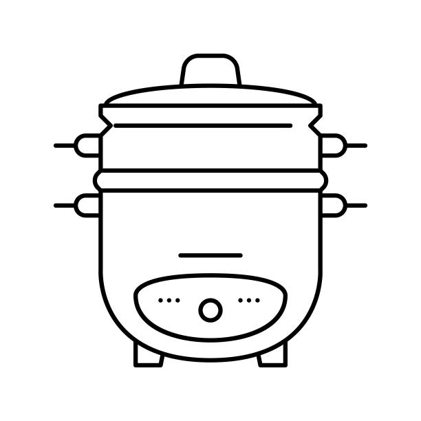 电饭煲矢量线性图标图片下载
