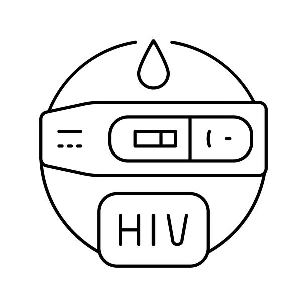 艾滋病毒线条图标矢量图图片下载