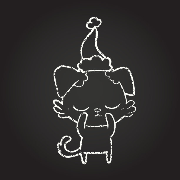 圣诞小狗粉笔画图片下载