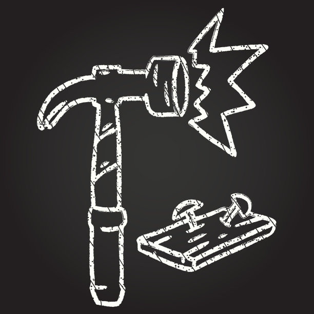 锤的粉笔画图片下载