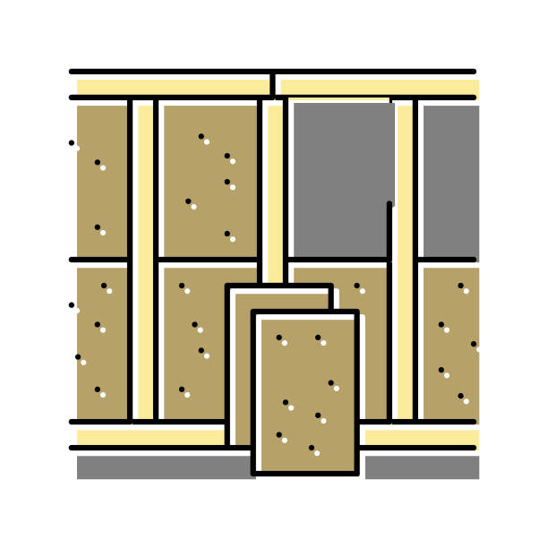 墙体隔热色图标矢量插图图片下载