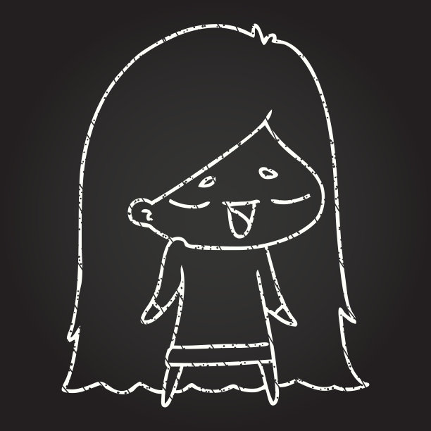 快乐女孩粉笔画图片下载