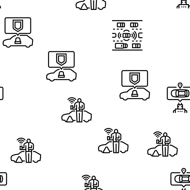 汽车自动驾驶汽车无缝驾驶智能汽车矢量格局图片下载