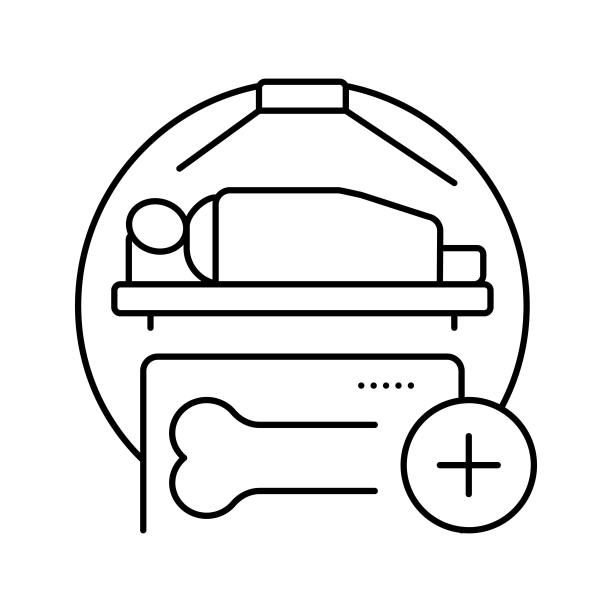 骨密度健康检查线图标矢量插图图片下载