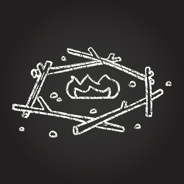 营火粉笔画图片下载