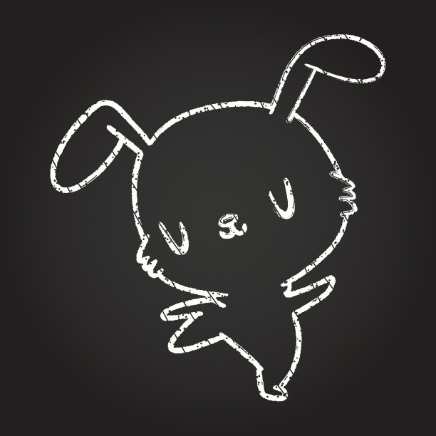 可爱的兔子粉笔画图片下载